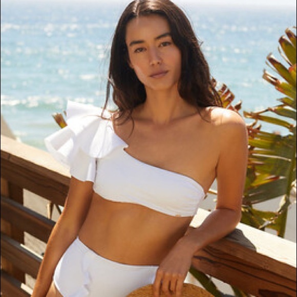Boamar Other - NWT BOAMAR | Passion Bikini Top in White Ruffle Statement Sleeve One Shoulder
